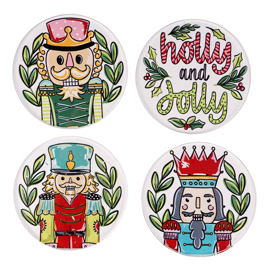Coaster Set - Holly Jolly Nutcracker