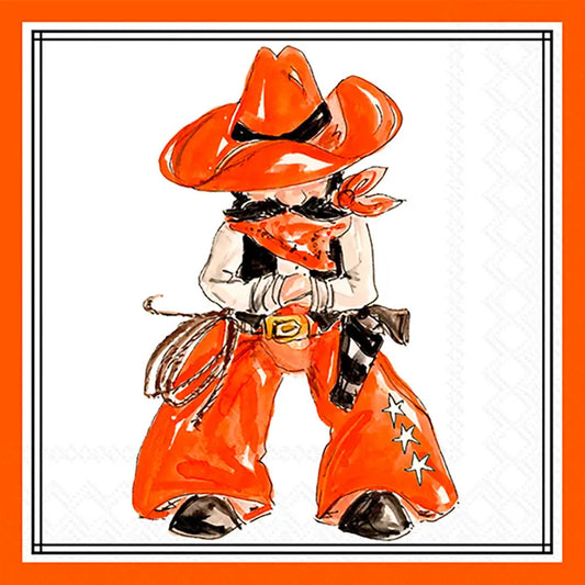 Beverage Napkin - Orange Cowboy Hometown Pride