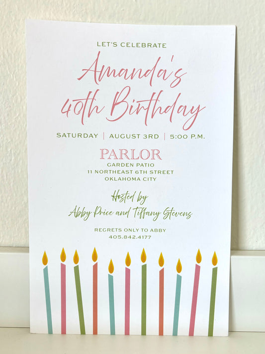 Birthday Candles Pastel Invitation - 10 ct