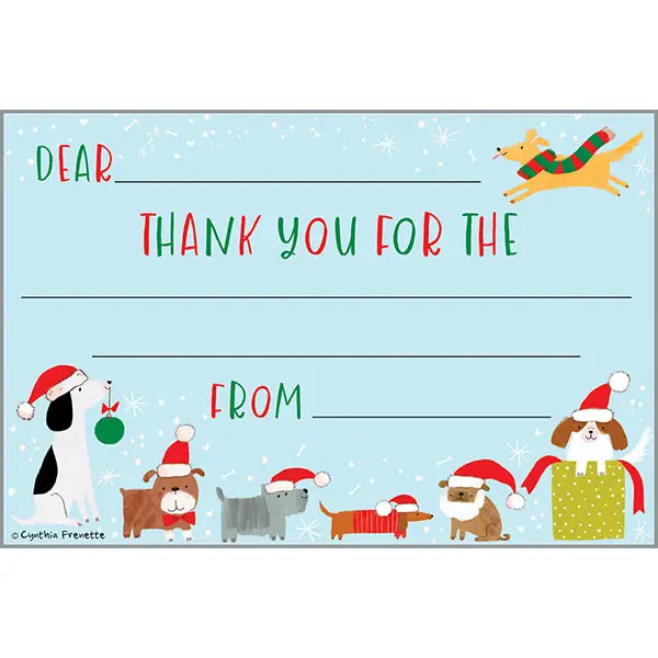 Holiday Kids Thank You Postcard - Santa Pups