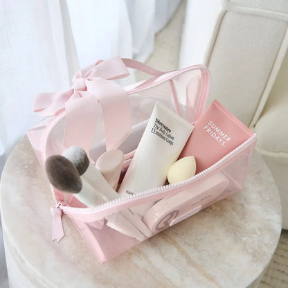 Jelly Cosmetic Bag - Ballet Pink Bow