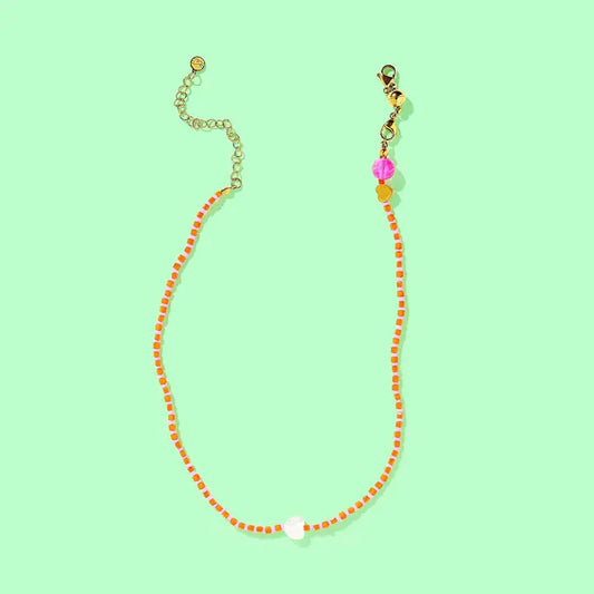 Beaded Necklace - Simone White Heart