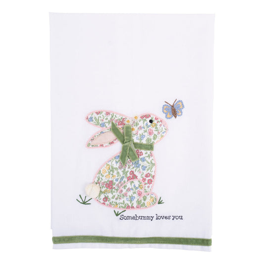 Tea Towel - Floral Somebunny Loves You