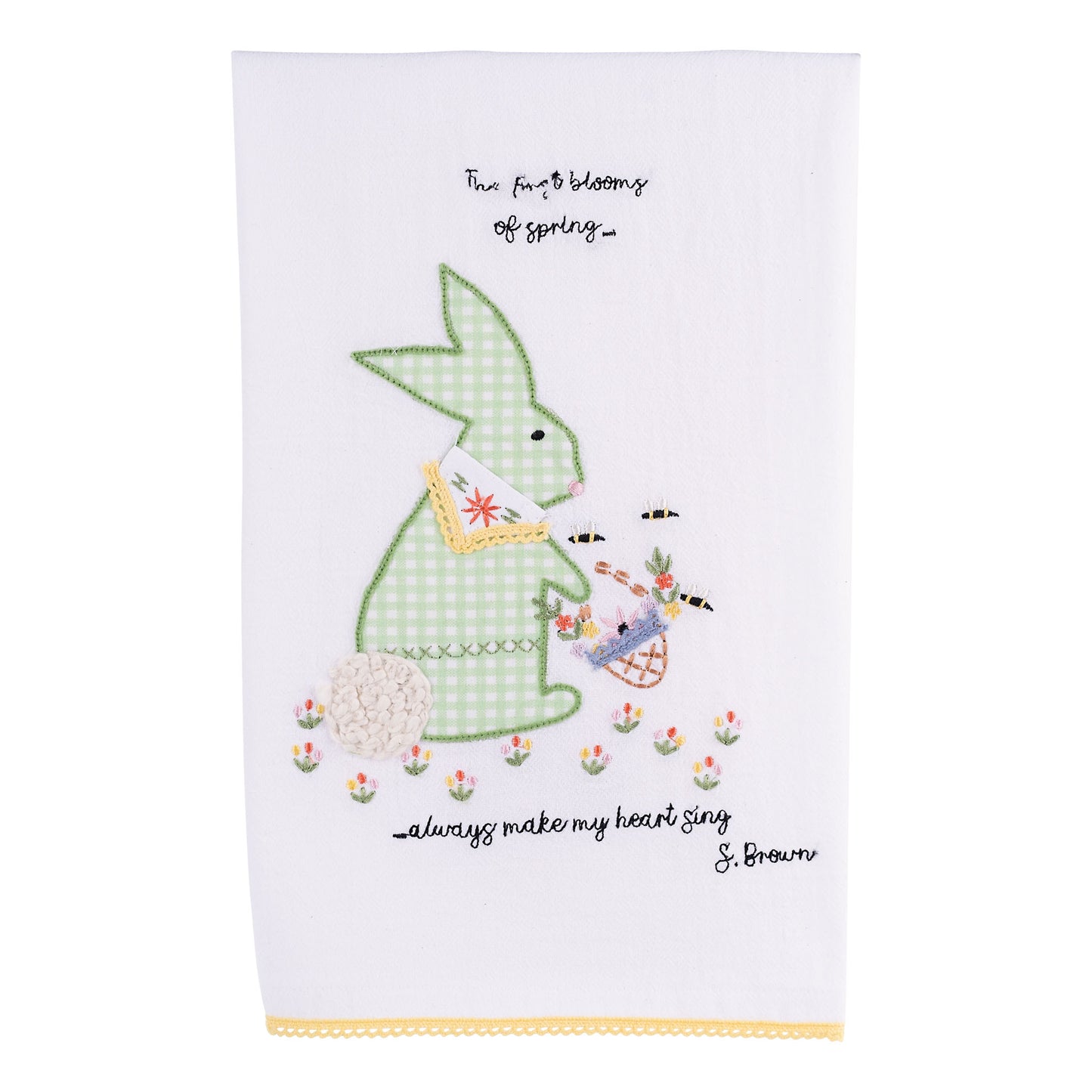 Tea Towel - Spring Blooms Bunny