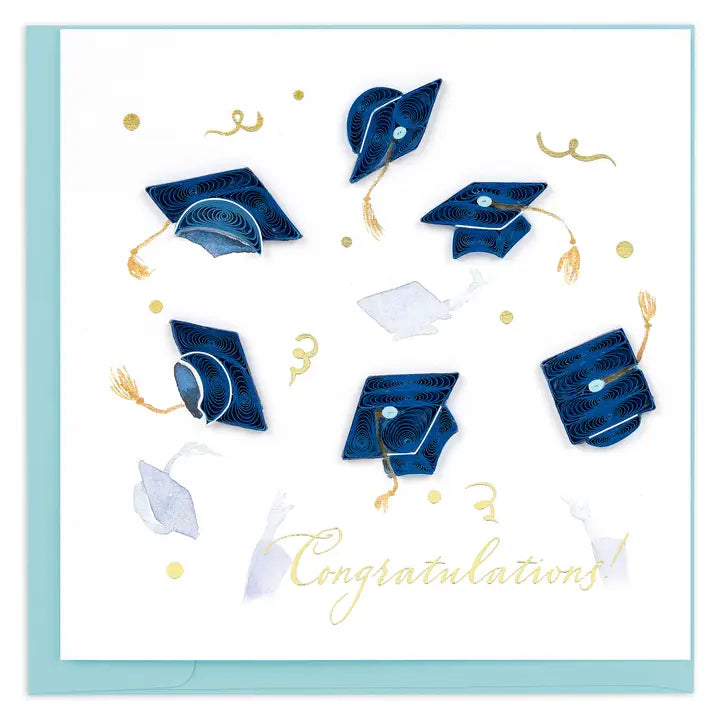 Quilled Card - Congrats Grad Caps