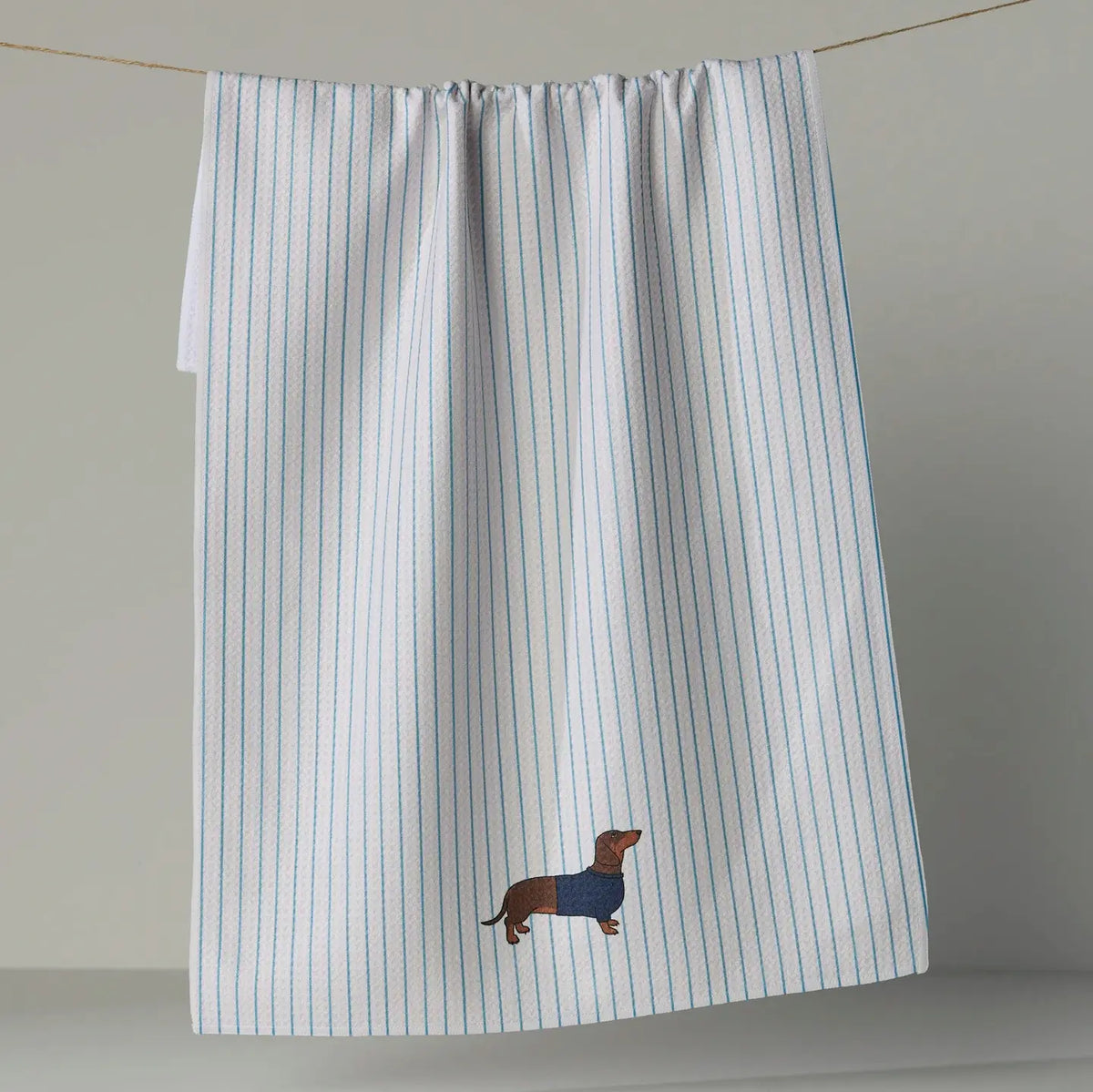 Doxie Stripe Tea Towel
