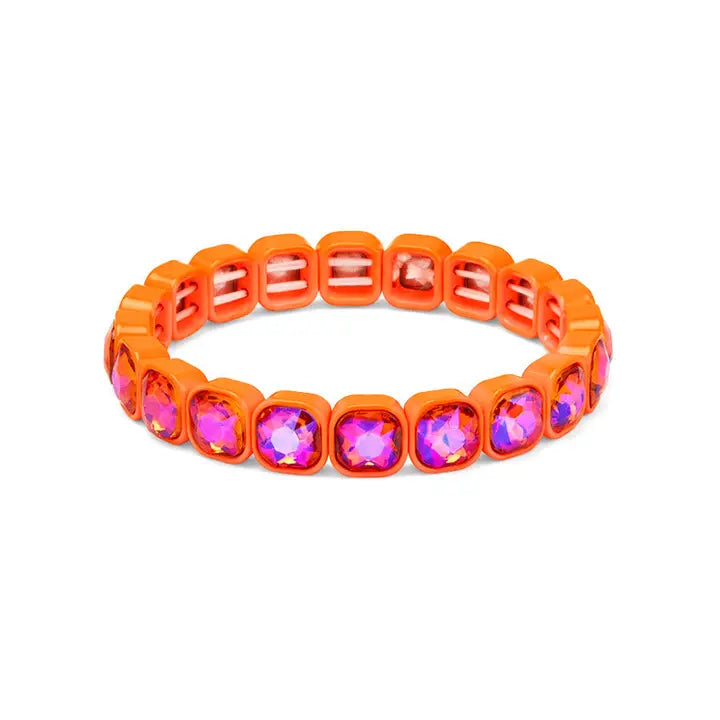 Square Crystal Stretch Bracelet - Orange