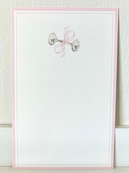 Rattle and Bow Pink Invitation - 10 ct