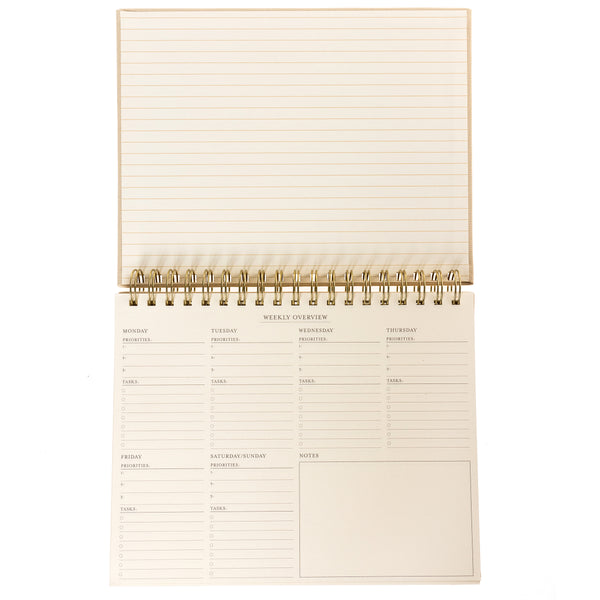 Fabric Covered Weekly Desk Pad - Taupe