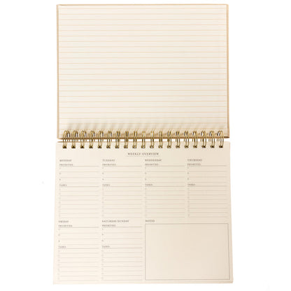 Fabric Covered Weekly Desk Pad - Taupe