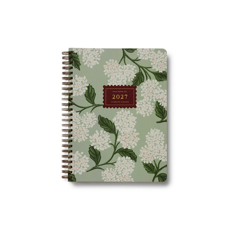 2027 12-Month Softcover Spiral Planner- Sage Hydrangea
