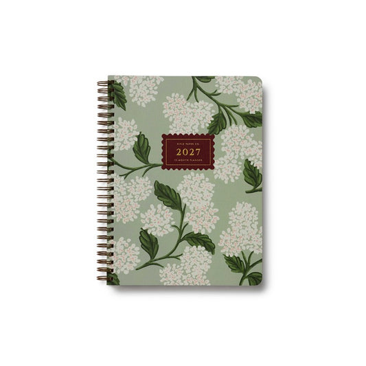 2027 12-Month Softcover Spiral Planner- Sage Hydrangea