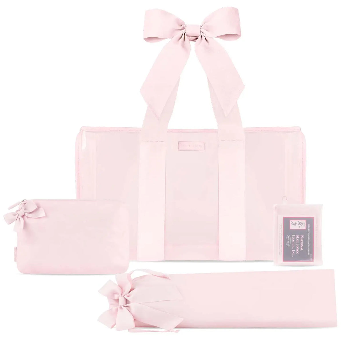 Mahjong Jelly Tote Set - Ballet Pink Bow