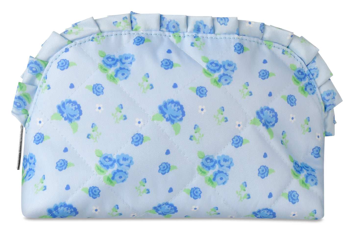 Blue Floral Oval Cosmetic Bag