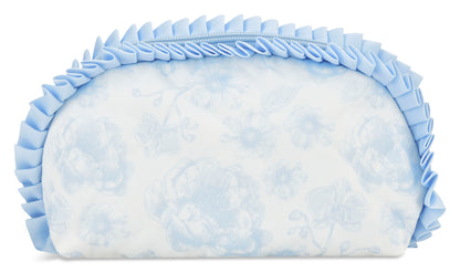 Beautiful Blue Toile Oval Cosmetic Bag
