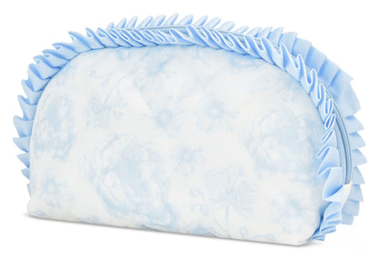 Beautiful Blue Toile Oval Cosmetic Bag
