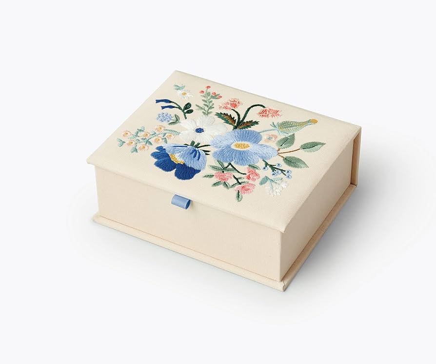 Embroidered Keepsake Box Medium - Strawberry Fields