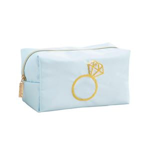 Cosmetic Bag - Beaded - Ring - Blue/Gold