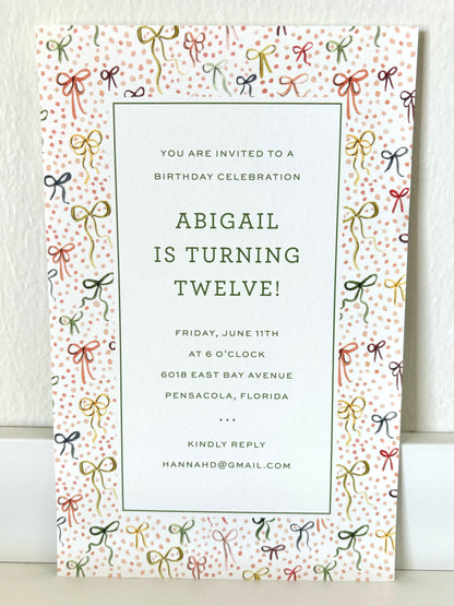 Paper Bows Invitation - 10 CT