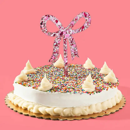 Confetti Cake Topper - Pink Bow