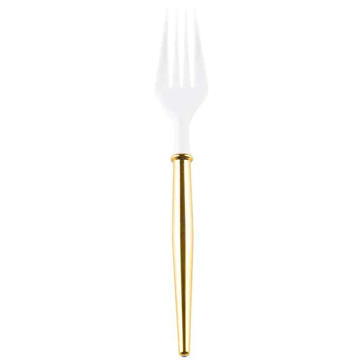 Bella Cocktail Forks - White and Gold