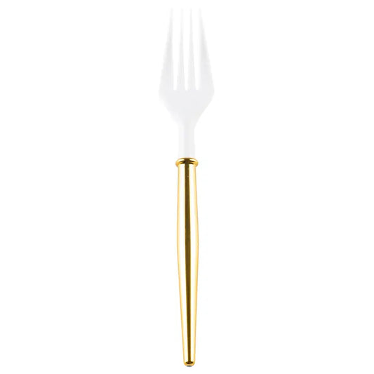 Bella Cocktail Forks - White and Gold