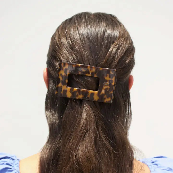 Medium Flat Rectangle Hair Clip - Tortoise