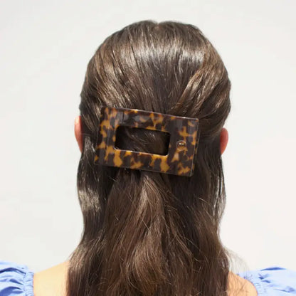 Medium Flat Rectangle Hair Clip - Tortoise
