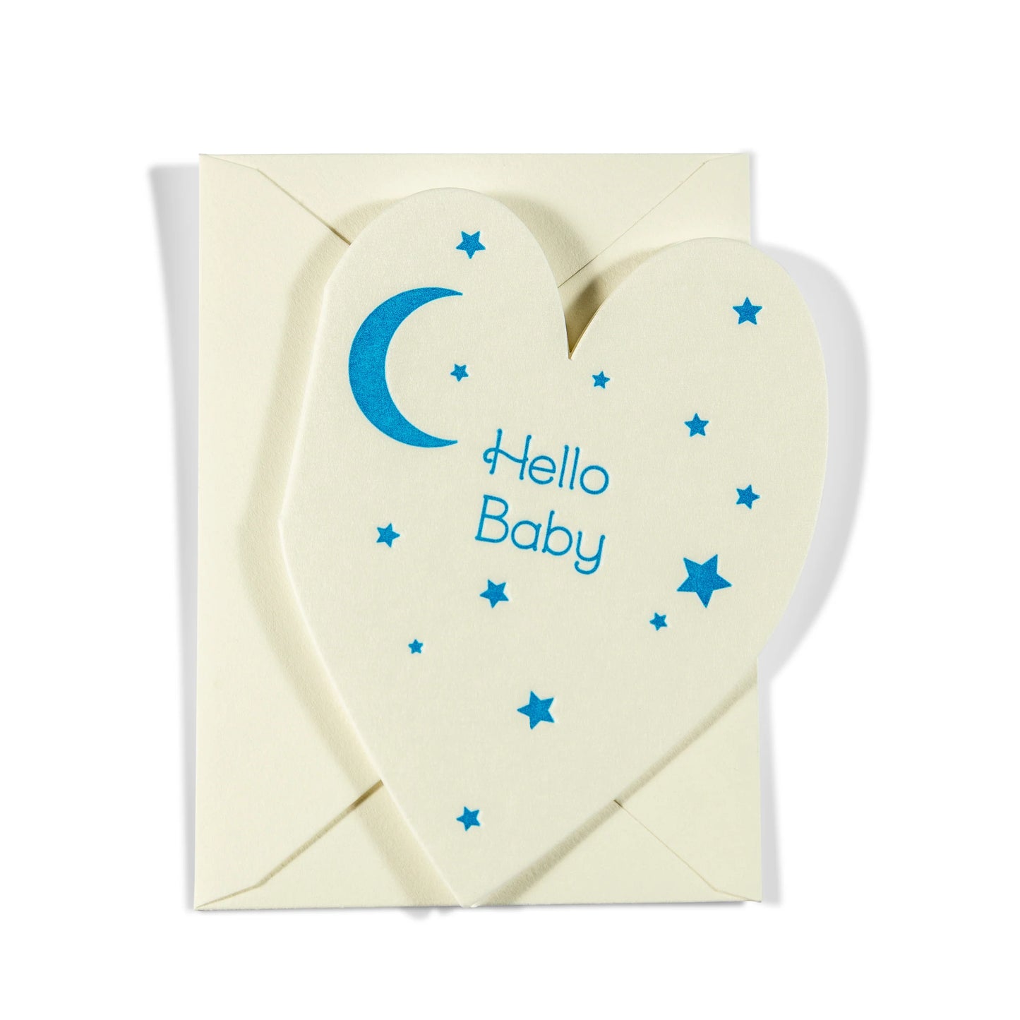 Mini Letterpress Enclosure Card - Hello Baby Moon & Stars