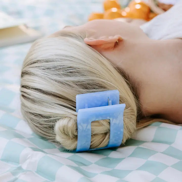 Large Flat Rectangle Hair Clip - Blue Lagoon
