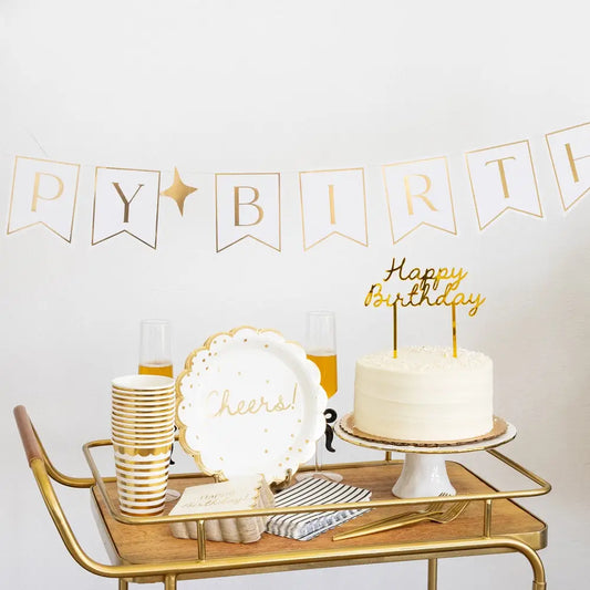 Gold Acrylic Happy Birthday Cake Topper