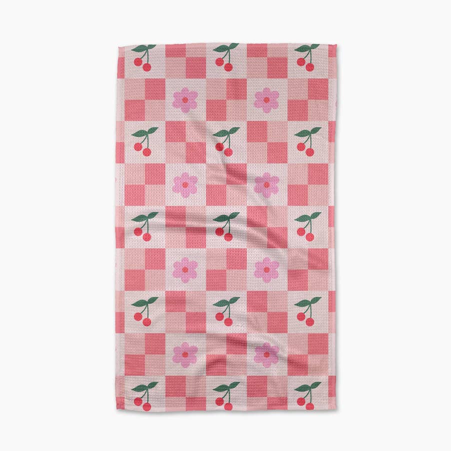 Floral and Cherries Tea Towel