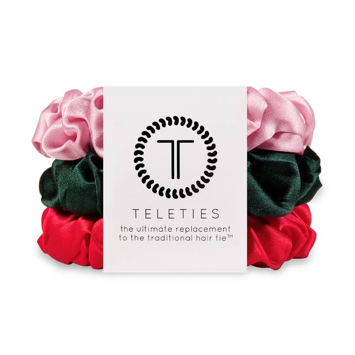 Large Silk Hair Scrunchie - Poinsettia