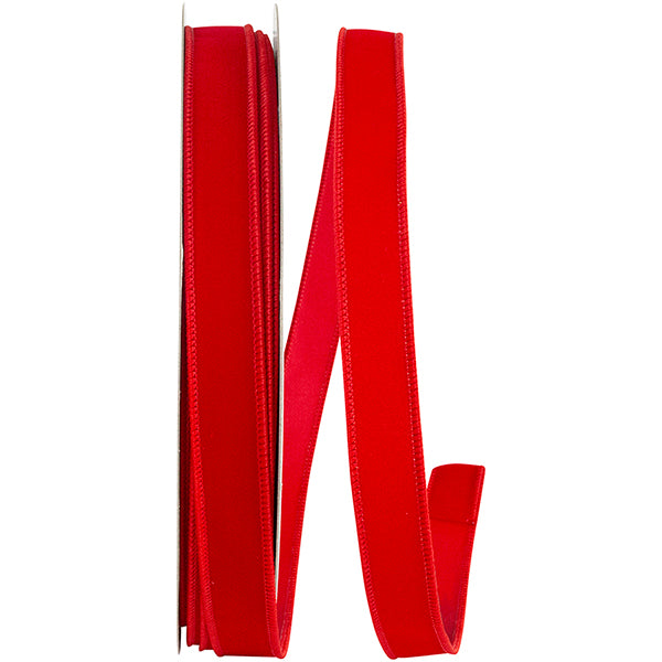 Value Velvet Wired Edge Ribbon | Red, 7/8", 50 yards