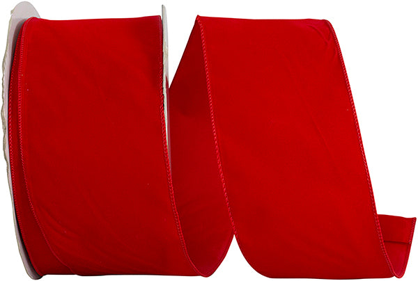 Value Velvet Wired Edge Ribbon | Red, 4", 50 yards