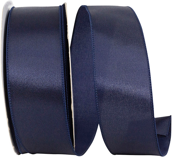 Satin Value Wired Edge Ribbon | Navy, 2.5", 50 yards
