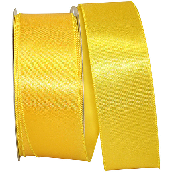 Satin Value Wired Edge Ribbon | Yellow, 2.5", 50 yards