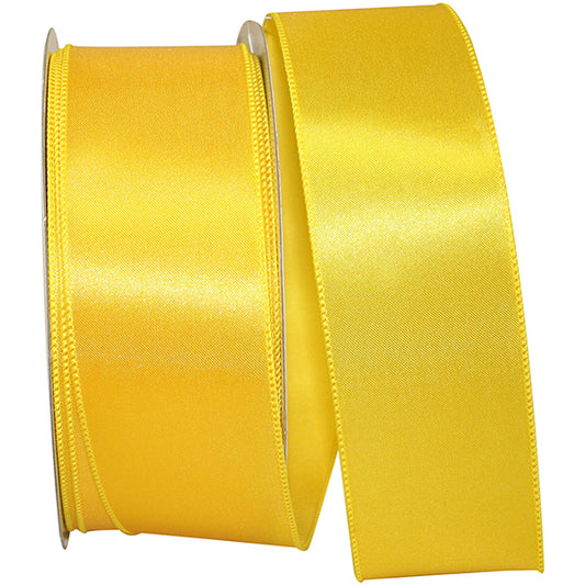 Satin Value Wired Edge Ribbon | Yellow, 2.5", 50 yards