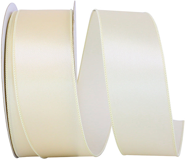 Satin Value Wired Edge Ribbon | Ivory, 2-1/2 Inch, 50 Yards