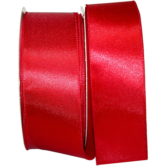 Satin Value Wired Edge Ribbon | Red, 2-1/2 Inch, 50 Yards