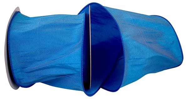 Dupioni Supreme Wired Edge Ribbon | Blue, 4", 10 yards