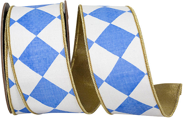Grand Diamond Metallic Wired Edge Ribbon | French Blue, 2.5", 10 yards