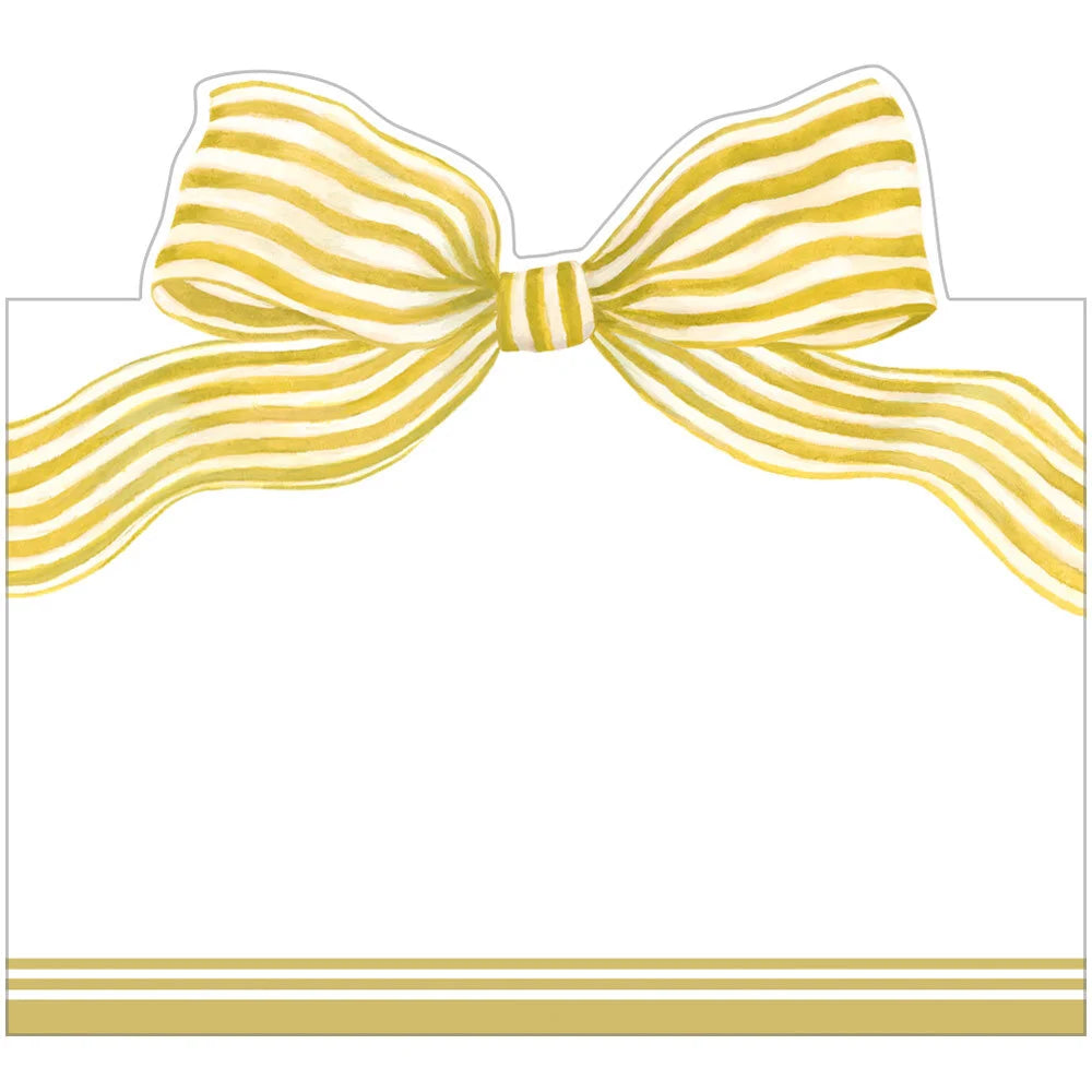 Place Card - Gold Striped Bow Foil