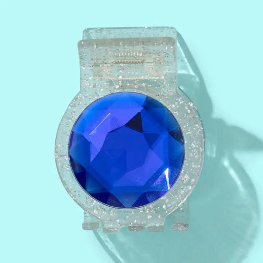 Gemstone Claw Clip - Silver Glitter Blue