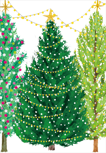 Christmas Card - Christmas Trees And Lights