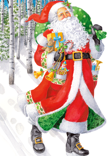 Christmas Card -  Santa Birch Wood Foil