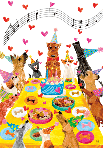 Birthday Card - Singsong Dogs