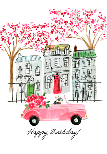 Birthday Card - Frenchie Convertible
