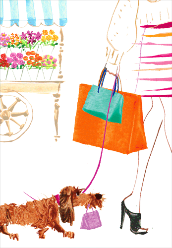 Birthday Card - Shopping Dog