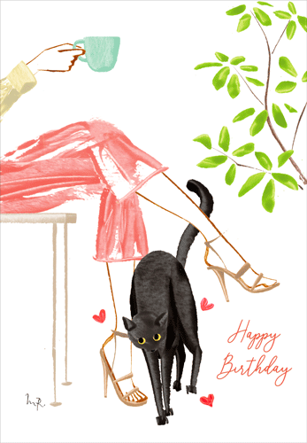 Birthday Card - Coffee Cat